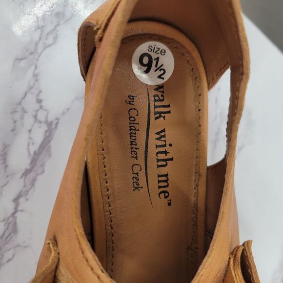 Coldwater Creek Tan Leather Woven Huarache Sandals Closed Toe - Picture 10 of 10